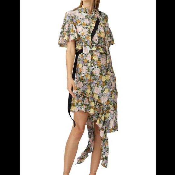 ROKH Floral ruffle midi dress NWOT - Picture 2 of 4